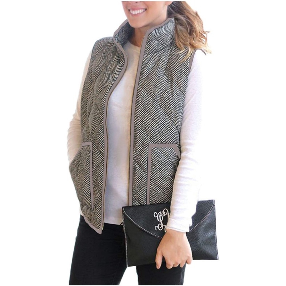 Zip up Quilted Herringbone Vest- Small